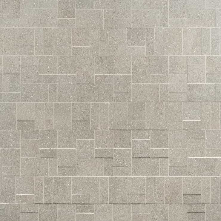 Acadia French Pattern Warm Linen White Limestone Look Matte Porcelain Mosaic Tile