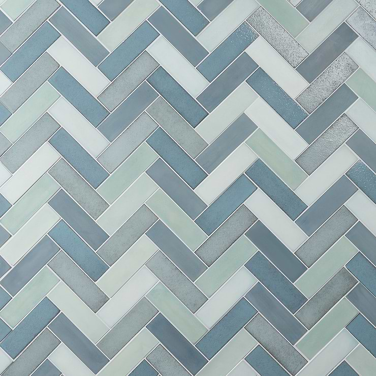 Color One Ocean Blend Blue 2x8 Cement and Lava Stone Tiles