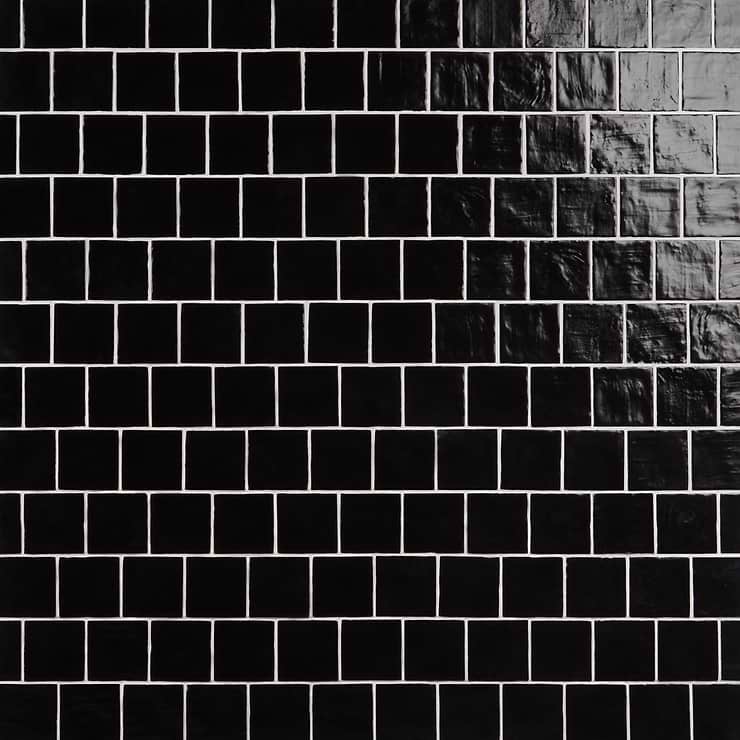 Montauk Jet Black 4x4 Mixed Finish Ceramic Tile