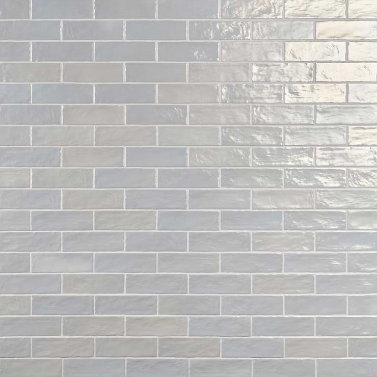 Montauk Sky Blue 2x8 Mixed Finish Ceramic Subway Tile