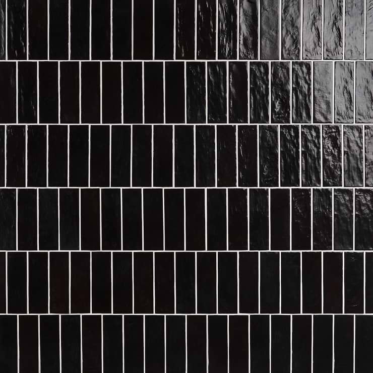 Montauk Jet Black 2x8 Mixed Finish Ceramic Subway Tile