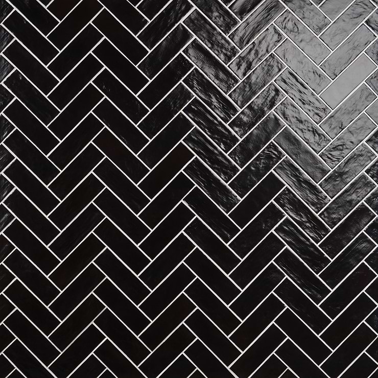 Montauk Jet Black 2x8 Mixed Finish Ceramic Subway Tile
