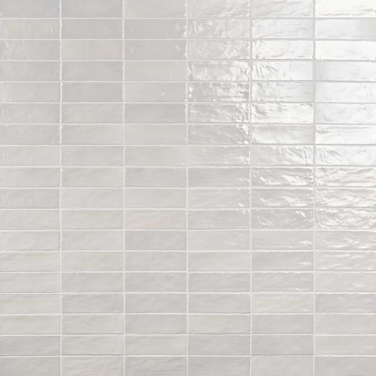 Montauk Gin White 2x8 Mixed Finish Ceramic Subway Tile