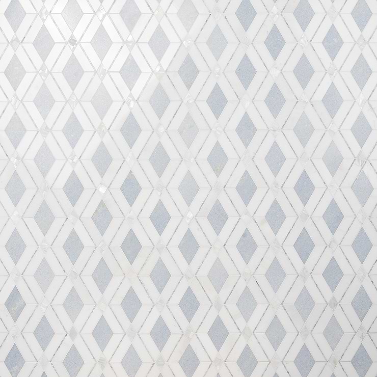 Diana Blue Celeste Polished Marble and Pearl Mosaic Tile