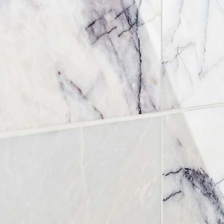 Lilac White 12x24 Polished Marble Tile