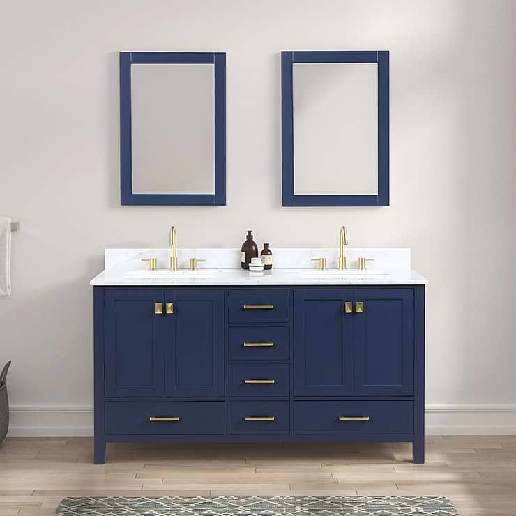 Athena 60'' Blue Vanity And Marble Counter