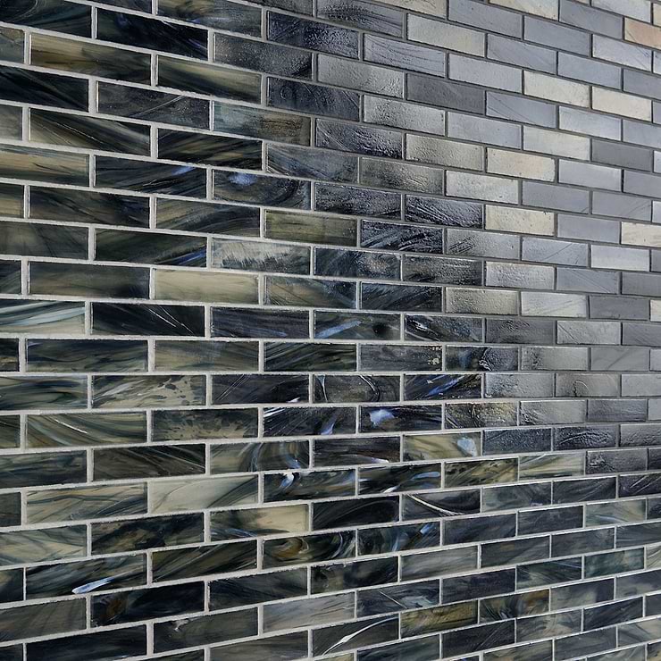 Artwater Iridescent Night Black 1x4 Polished Glass Mosaic Tile