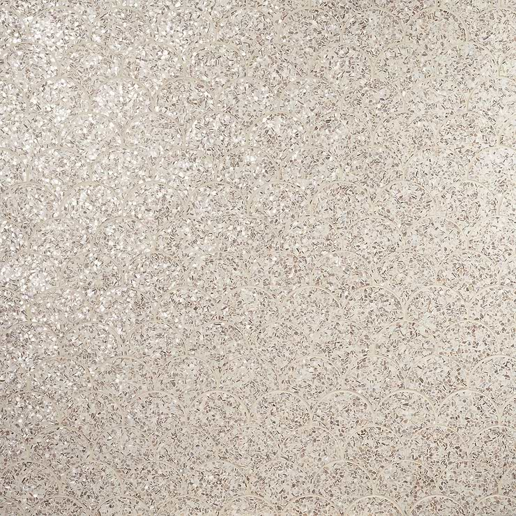 Reef Cream 5" Fishscale Polished Pearl Terrazzo Mosaic Tile