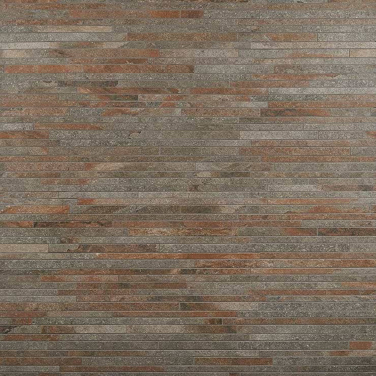 Acadia Thin Strip  Iron Gray Slate Look Matte Porcelain Mosaic Tile