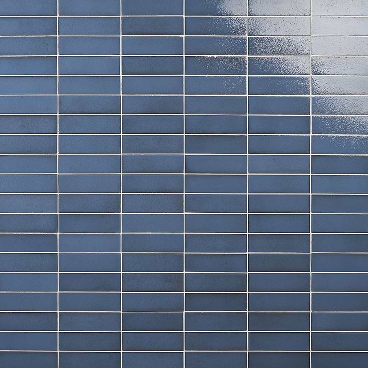 Color One Steel Blue 2x8 Glossy Lava Stone Tile