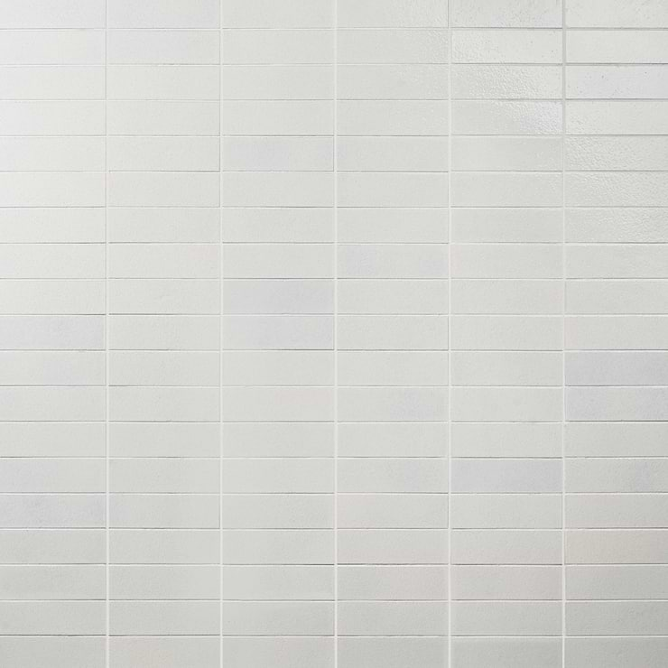 Color One Cotton White 2x8 Glossy Lava Stone Tile