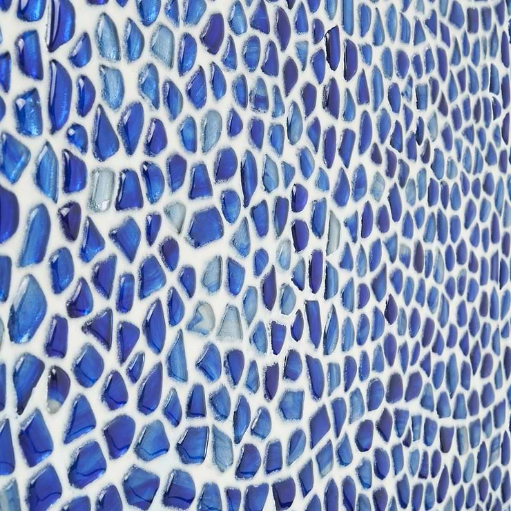 Komorebi Pebble Athens Blue Polished Glass Mosaic Tile