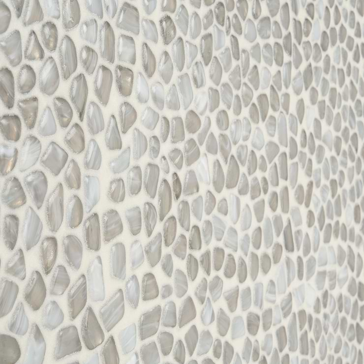 Komorebi Pebble Mineral Ice Gray Polished Glass Mosaic Tile