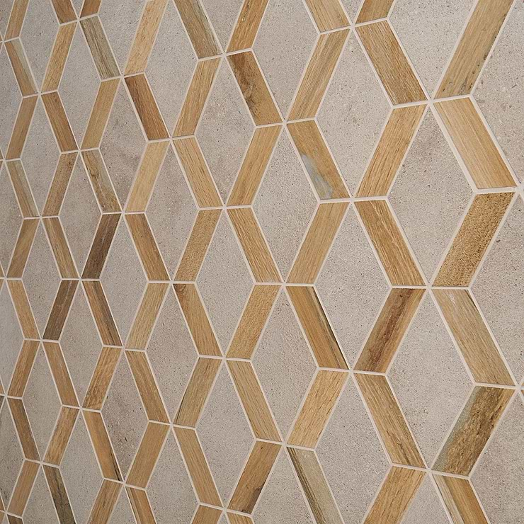 Eternal Diamond Birch Matte Porcelain Wood Look Mosaic Tile