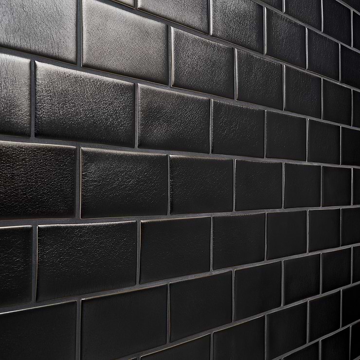 Nabi Subway Metallic Gunmetal Gray 3x6 Matte Glass Tile