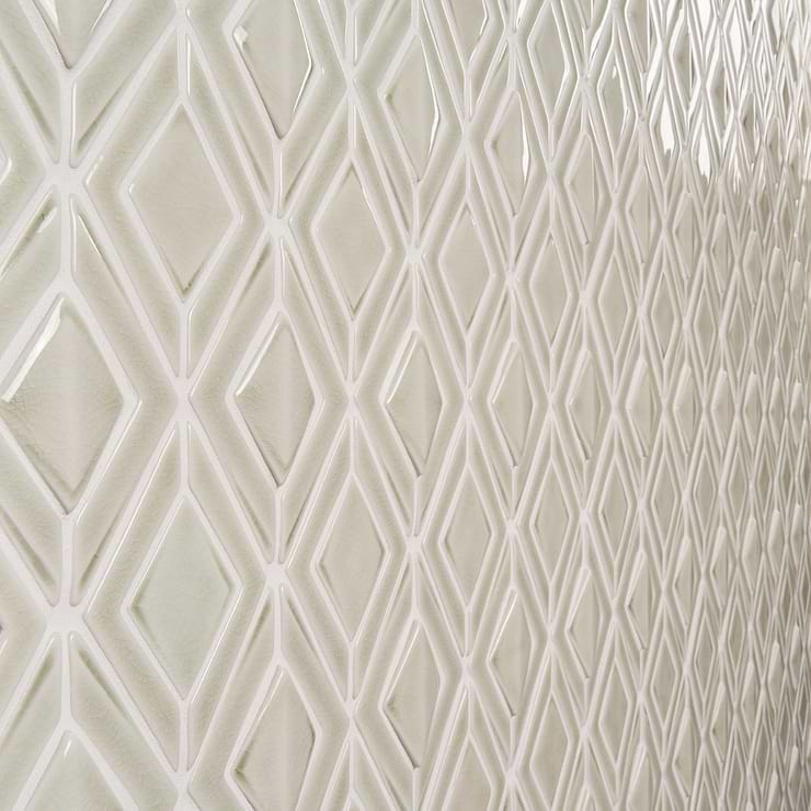 Nabi Jewel Tundra Gray 3D Crackled Glossy Glass Mosaic Tile