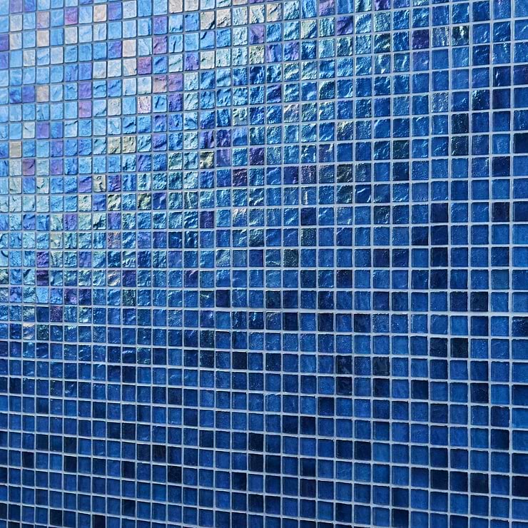 Splash Lagoon Blue 1x1 Polished Glass Mosaic Tile