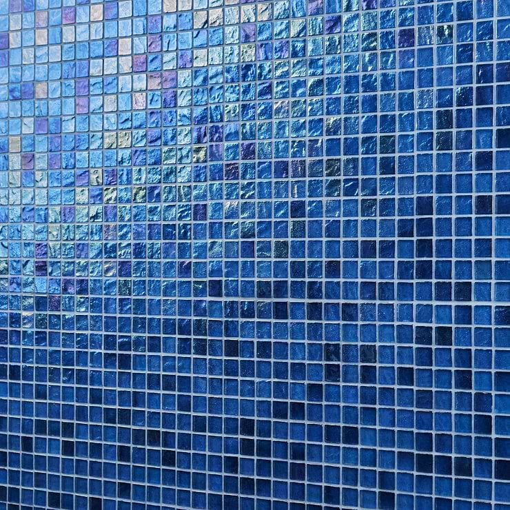 Splash Lagoon Blue 1x1 Polished Glass Mosaic Tile