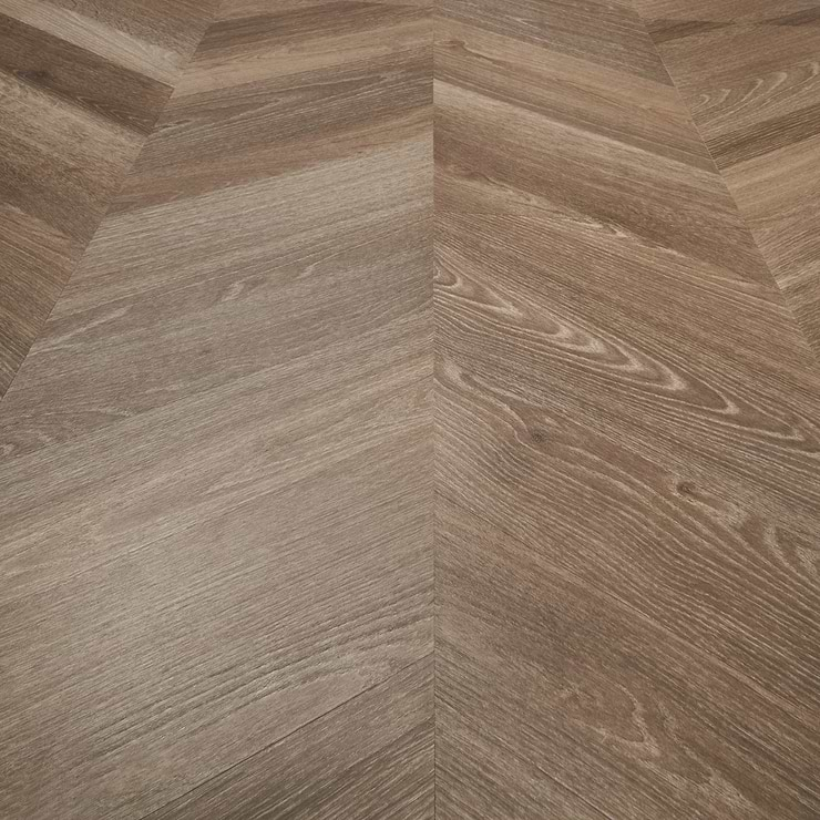 Stacy Garcia Fleetwood Chevron Mocha Rigid Core Click 12x48 Luxury Vinyl Plank Flooring