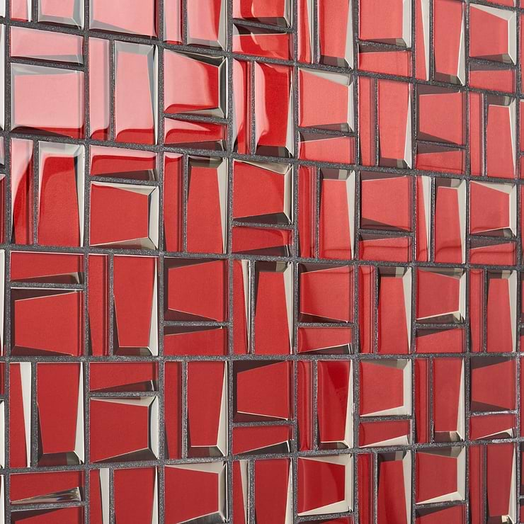 Rumi French Red 2x3 Polished Mirrored Glass Mosaic Tile