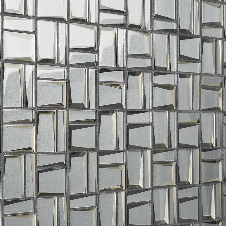 Rumi French Slate Gray 2x3 Polished Mirrored Glass Mosaic Tile