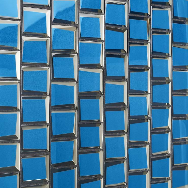 Rumi Glam Blue 2x3 Polished Mirrored Glass Mosaic Tile