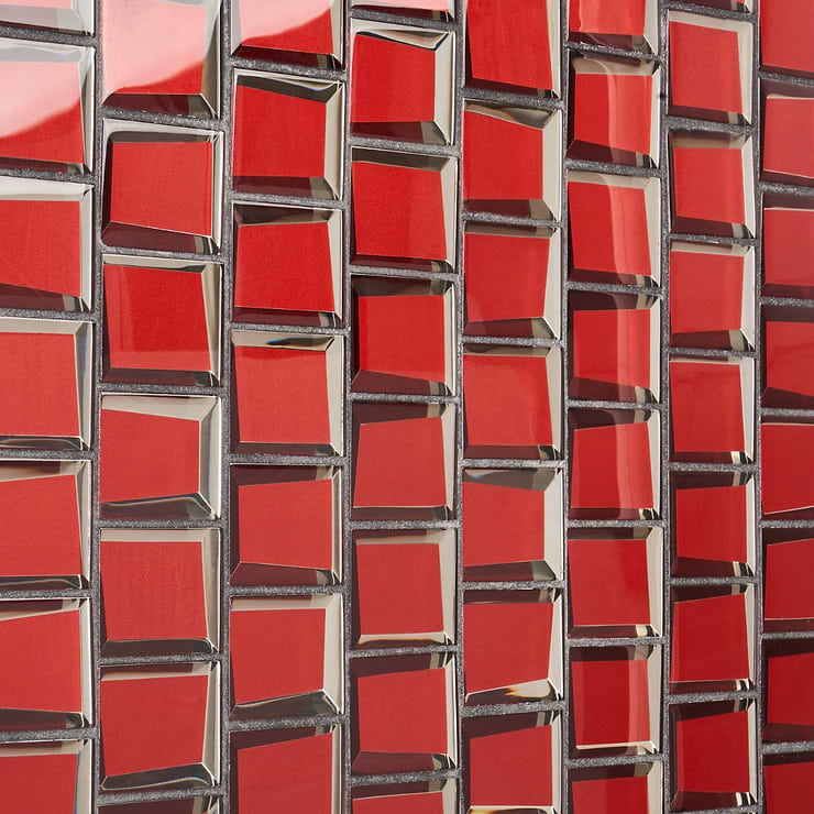 Rumi Glam Red 2x3 Polished Mirrored Glass Mosaic Tile