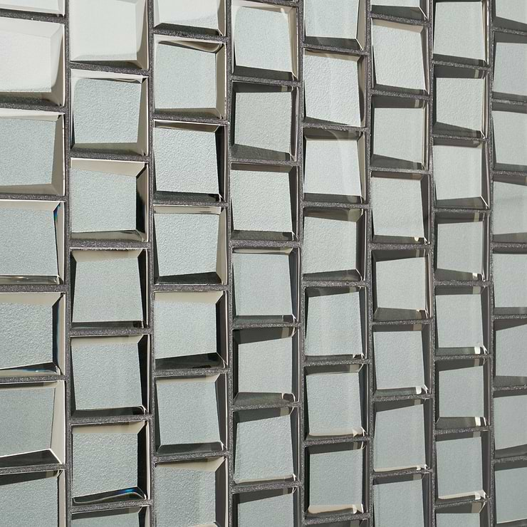 Rumi Glam Slate Gray 2x3 Polished Mirrored Glass Mosaic Tile