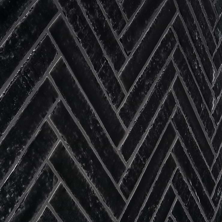 Wabi Sabi Coal Black 1.5x9 Glossy Ceramic Tile