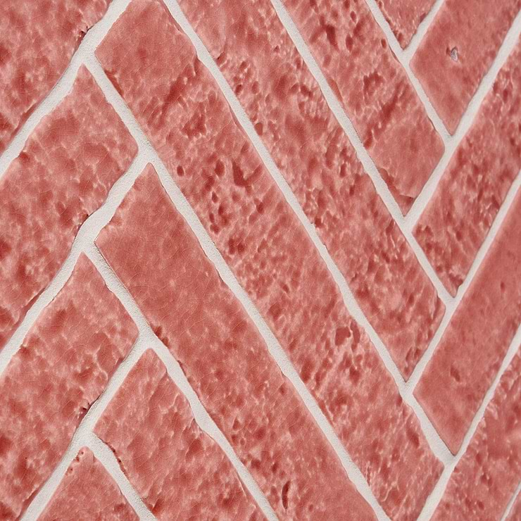 Wabi Sabi Coralito Terracotta Pink 1.5x9 Crackled Glossy Ceramic Tile