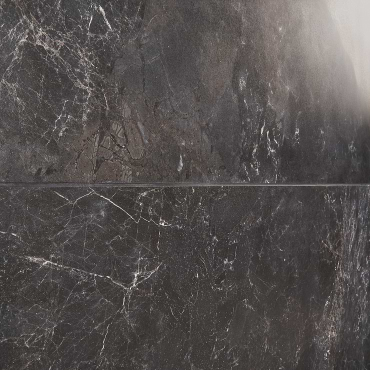 Marmo Perfetto Nero Black 24x48 Semi-Polished Porcelain Tile