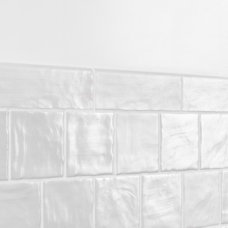 Montauk Gin White 2x8 Mixed Finish Ceramic Bullnose