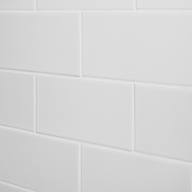 Seaside Cotton White 4x8 Crackled Glossy Ceramic Tile