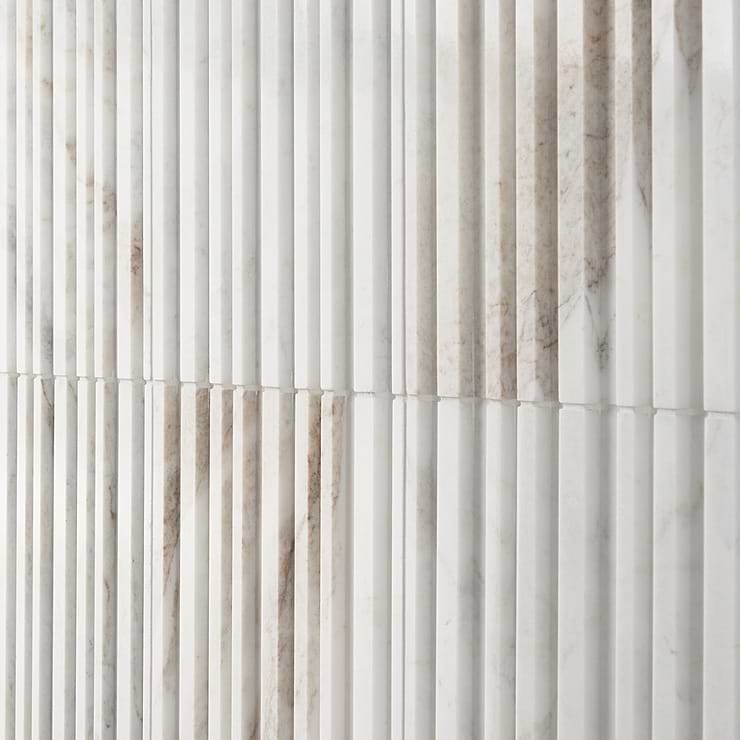 Stonework Barcode Alaska White 12x24 3D Polished Marble Tile