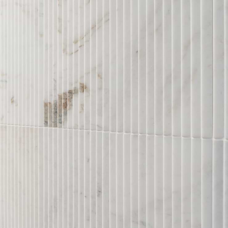 Stonework Peak Alaska White 12x24 3D Satin Marble Tile