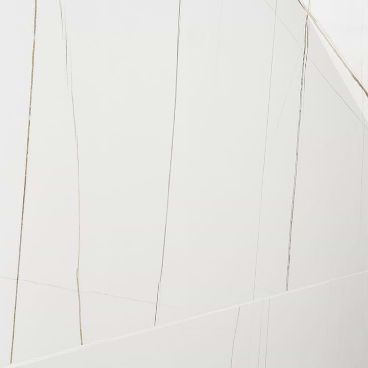 Minera Sahara Blanco White 48x48 Marble Look Polished Porcelain Tile