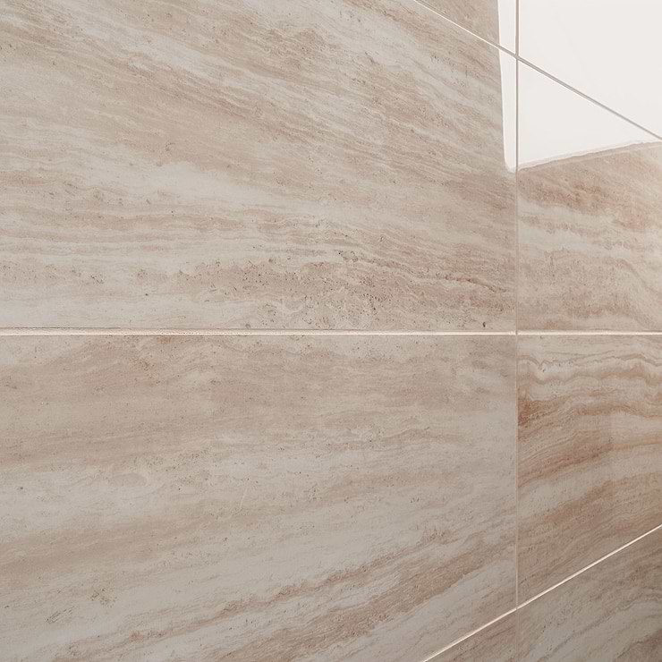 Nashville Beige 12x24 Travertine Look Polished Porcelain Tile