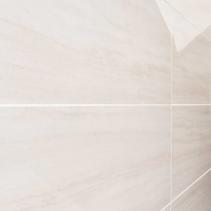 Nashville White 12x24 Travertine Look Polished Porcelain Tile