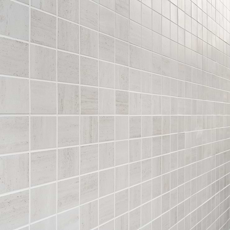 Nashville White 2x2 Travertine Look Matte Porcelain Mosaic Tile