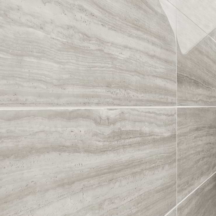 Nashville Gray 12x24 Travertine Look Polished Porcelain Tile