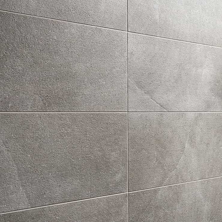 New Rock Fossil Dark Gray 12x24 Chiseled Limestone Look Matte Porcelain Tile 