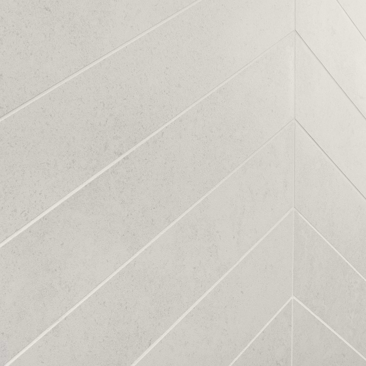 New Rock Perla White 4x21 Chevron Limestone Look Matte Porcelain Tile