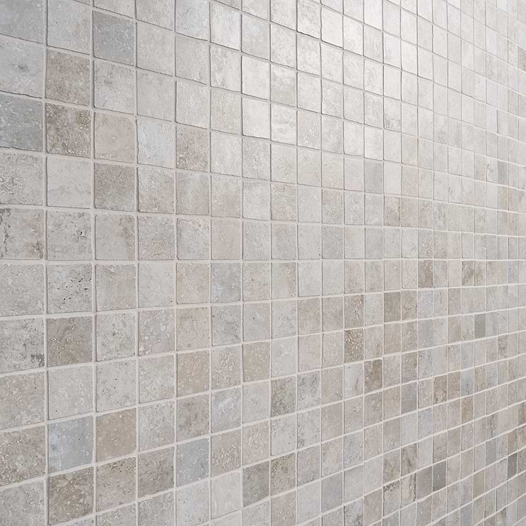 Seville Efeso Gray 2x2 Travertine Look Matte Porcelain Mosaic Tile