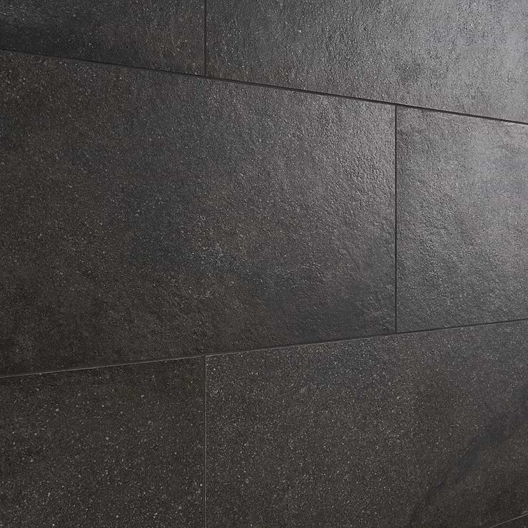 Acadia Charcoal Black 12x24 Limestone Look Matte Porcelain Tile