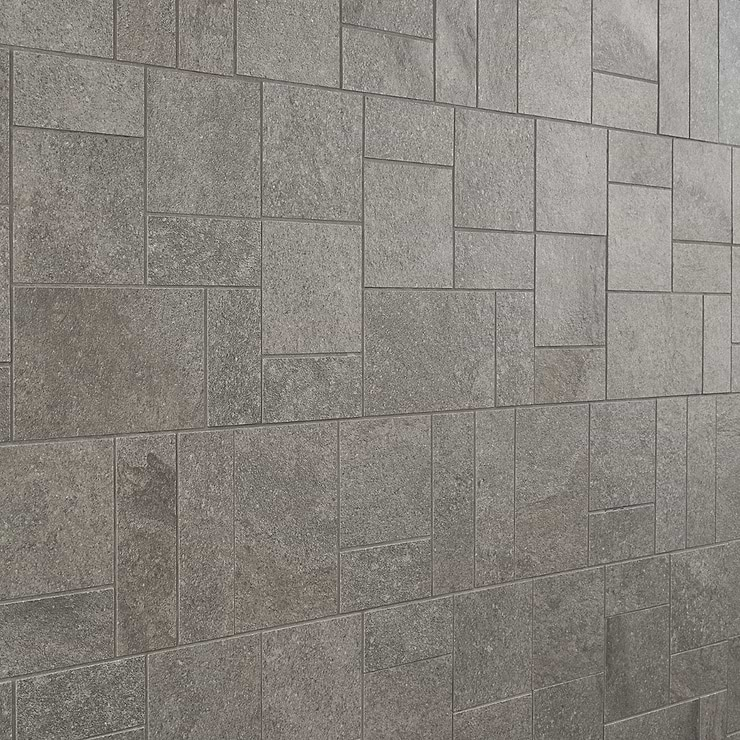 Acadia  French Pattern Slate Gray Quartz Look Matte Porcelain Mosaic Tile