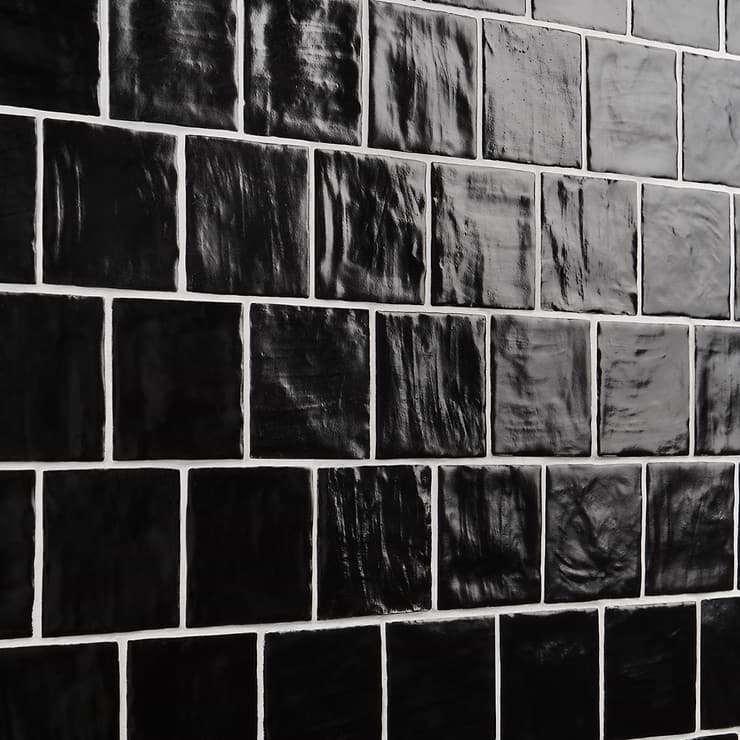Montauk Jet Black 4x4 Mixed Finish Ceramic Tile