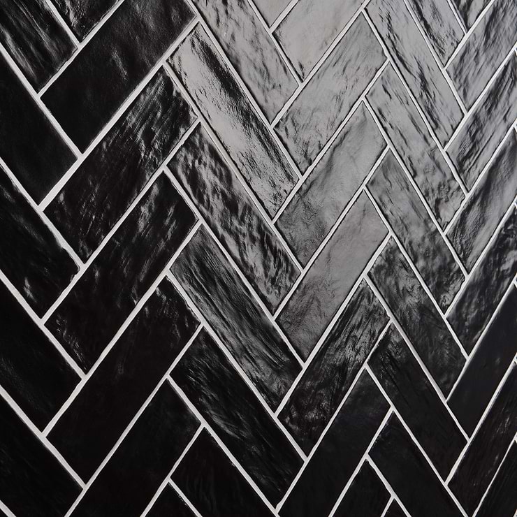 Montauk Jet Black 2x8 Mixed Finish Ceramic Subway Tile