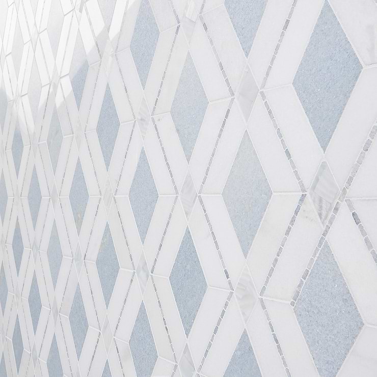 Diana Blue Celeste Polished Marble and Pearl Mosaic Tile