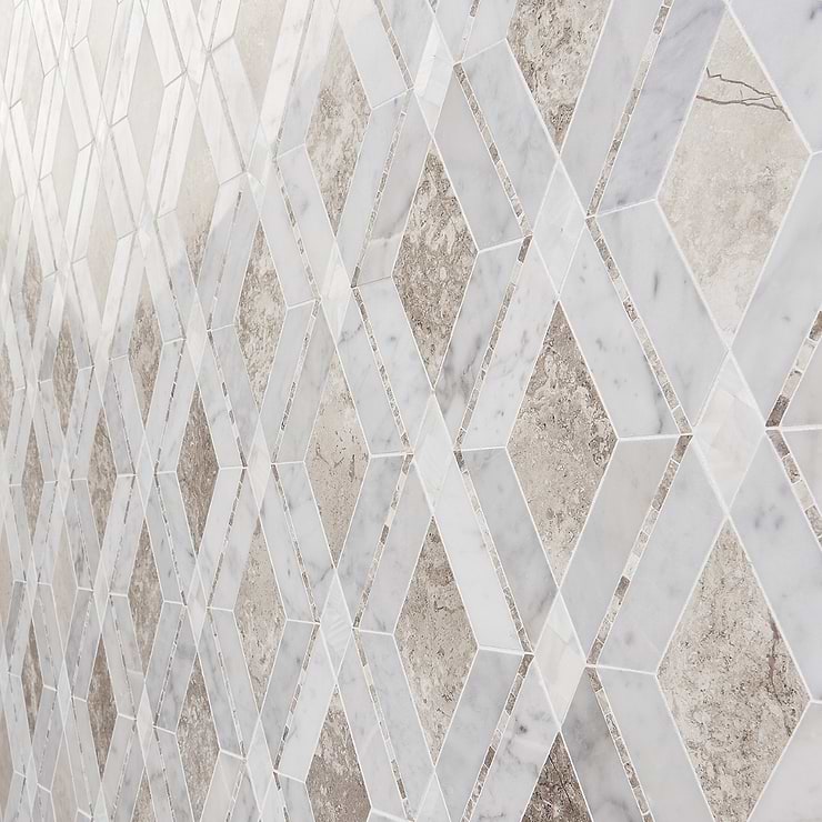 Diana Champagne Beige Polished Marble and Pearl Mosaic Tile