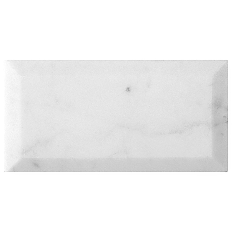 Carrara White 3x6 Beveled Polished Marble Subway Tile